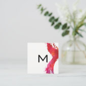 Monogram Waterverf | Moderne kunst Vierkante Visitekaartje (Staand voorkant)