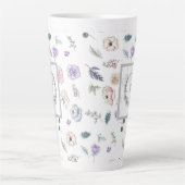 Monogram Waterverf moderne rendy Kute Flower Latte Mok (Voorkant)