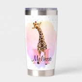  Monogram Waterverf Naam Giraffe Oerwoud Geïsoleerde Drinkbeker (Achterkant)