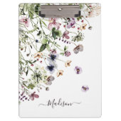 Monogram Waterverf Paarse Wildbloemen Klembord (Voorkant)