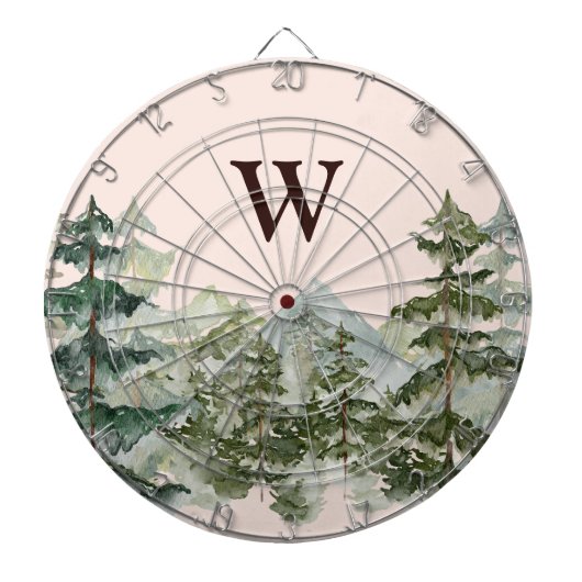 Monogram Waterverf Pijnbos & Mountain Rustic Dartbord (Voorkant)