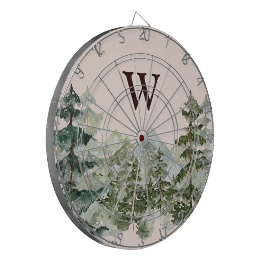 Monogram Waterverf Pijnbos & Mountain Rustic Dartbord (Voorkant Links)