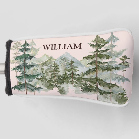 Monogram Waterverf Pijnbos & Mountain Rustic Golfheadcover (Voorkant)