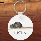 Monogram waterverf Rat Pet Lover Sleutelhanger (Voorkant)