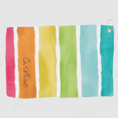 Monogram. Waterverf regenboogkleuren. Golfhanddoek (Horizontaal)