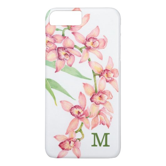 Monogram | Waterverf Roze bloemen Case-Mate iPhone Case (Achterkant)
