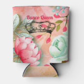 Monogram Waterverf Roze Bunco Flowers Blikjeskoeler (Voorkant)