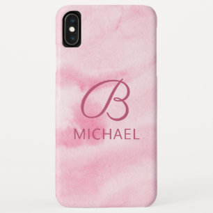 Monogram Waterverf Roze Gepersonaliseerde Naam iPhone XS Max Hoesje