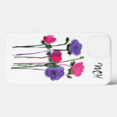 Monogram Waterverf Roze Paarse Floral Case-Mate iPhone Case (Achterkant (horizontaal))