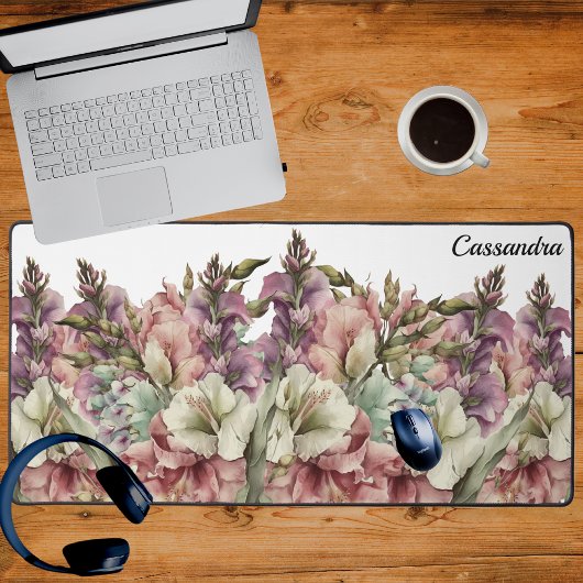 Monogram Waterverf Roze Paarse Wildflower Bureaumat