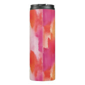 Monogram Waterverf Roze Sinaasappel Abstract Thermosbeker (Achterkant)