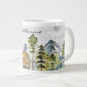 Monogram Waterverf Rustic Forest Mountain Cabin Extra Grote Beker (Voorkant rechts)