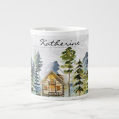 Monogram Waterverf Rustic Forest Mountain Cabin Extra Grote Beker (Voorkant)