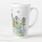 Monogram Waterverf Rustic Forest Mountain Cabin Latte Mok (Rechts)