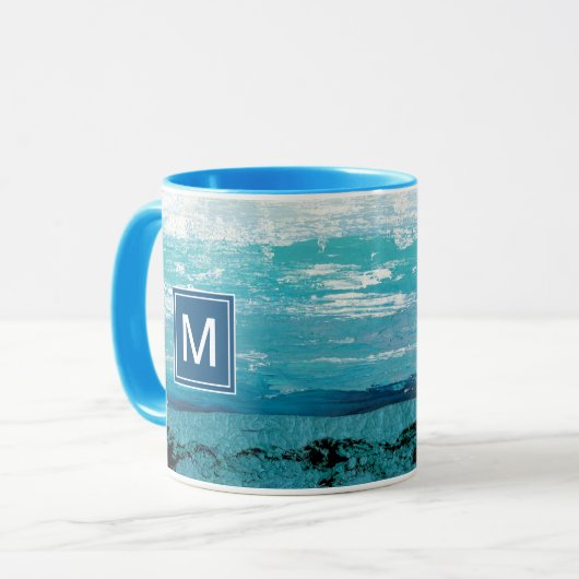 Monogram | Waterverf Sapphire Blue Mok (Voorkant links)
