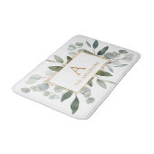 Monogram Waterverf Tropisch Groen Witte Bladeren Badmat (Gekanteld)