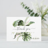 Monogram Waterverf Tropische Foliage Hartelijk dan Bedankkaart (Staand voorkant)
