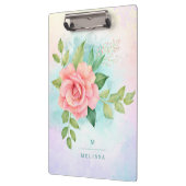 Monogram Waterverf Turquoise Ombre Pink Rose Klembord (Links)