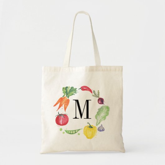 Monogram Waterverf verse groenten Tote Bag (Voorkant)