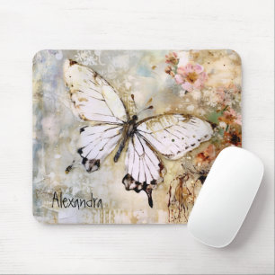 Monogram waterverf vlinder rustiek cool muismat