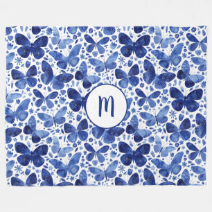 Monogram Waterverf vlinderpatroonpatroon Fleece Deken