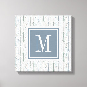 Monogram Waterverf Wanderlust Arrow Pattern Canvas Afdruk