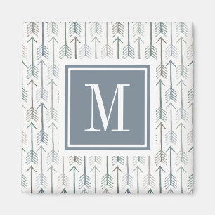 Monogram Waterverf Wanderlust Arrow Pattern Magneet