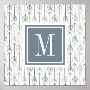 Monogram   Waterverf Wanderlust Arrow Pattern Poster