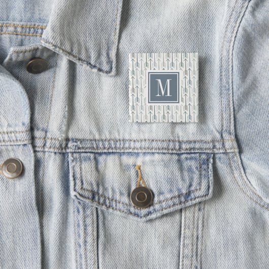 Monogram | Waterverf Wanderlust Arrow Pattern Vierkante Button 5,1 Cm (In situ)