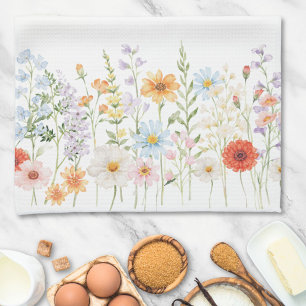 Monogram Waterverf Wilde Bloemen Bloemrijk Botanis Theedoek
