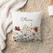 Monogram Waterverf Wildflower  Bloemen Kussen (Deken)