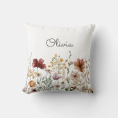 Monogram Waterverf Wildflower  Bloemen Kussen (Voorkant)