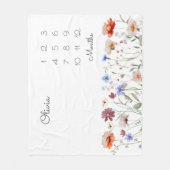 Monogram Waterverf Wildflower Milestone Baby Fleece Deken (Voorkant)