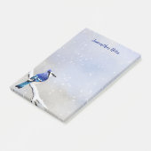 Monogram Waterverf Winter Sneeuwblauw Jay Post-it® Notes (Schuin)