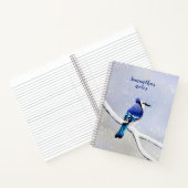 Monogram Waterverf Winter Snowfall Bird Jay Notitieboek (Binnen)
