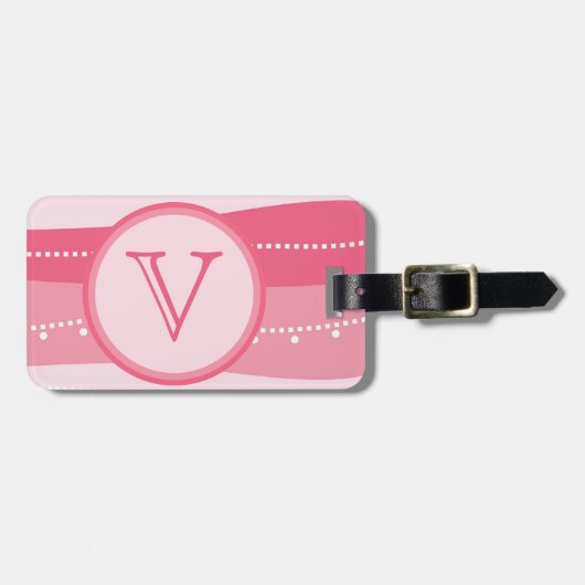 Monogram Wavy Stripes Personalized Bag Label Bagagelabel (Voorkant horizontaal)