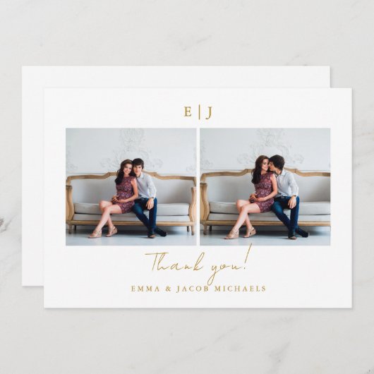 Monogram Weddenschap Bedankt Foto Gold (Voorkant / Achterkant)