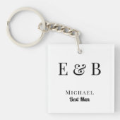 Monogram Weddenschap Beste man Gift Personalized B Sleutelhanger (voorkant)