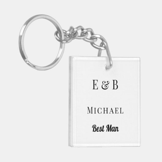 Monogram Weddenschap Beste man Gift Personalized B Sleutelhanger (Voorkant Links)