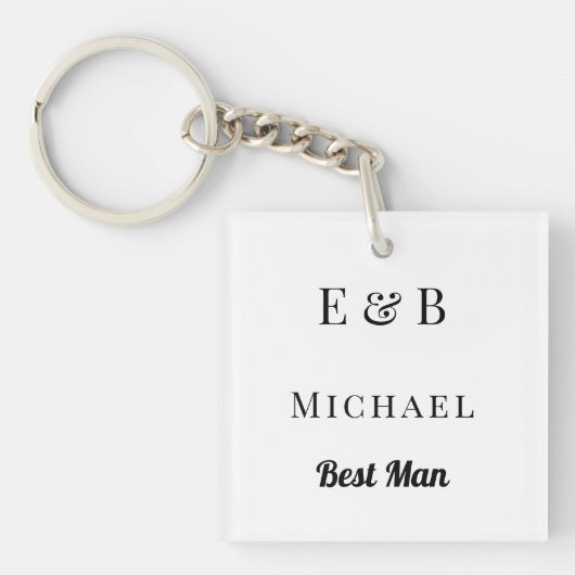 Monogram Weddenschap Beste man Gift Personalized B Sleutelhanger (Voorkant)