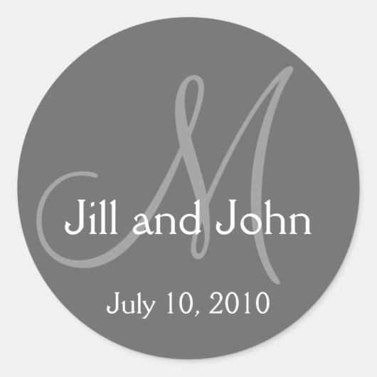Monogram Weddenschap Bride Groom Gray Sticker (Voorkant)