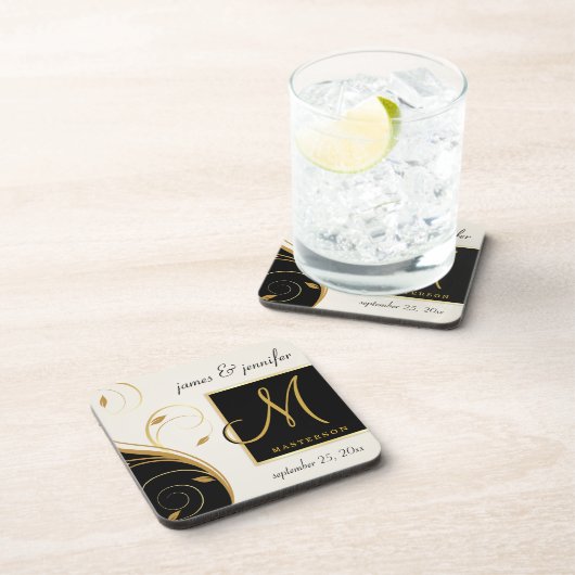 Monogram Weddenschap Gift Cork Onderzetters - hede (Rechterzijde)