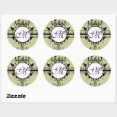 Monogram Weddenschap Grenzen Ronde Sticker (Vel)
