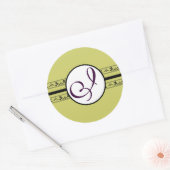 Monogram Weddenschap  Grenzen Ronde Sticker (Envelop)