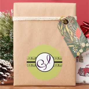 Monogram Weddenschap  Grenzen Ronde Sticker