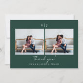 Monogram Weddenschap Hartelijk dank Foto Groen Bedankkaart (Voorkant)