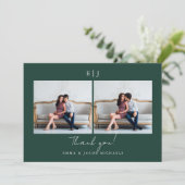 Monogram Weddenschap Hartelijk dank Foto Groen Bedankkaart (Staand voorkant)