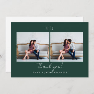 Monogram Weddenschap Hartelijk dank Foto Groen Bedankkaart