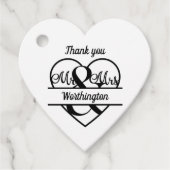 Monogram Weddenschap Heart Black White Hartelijk d Bedankjes Labels (Voorkant)
