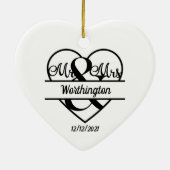 Monogram Weddenschap Heart Holiday Keramisch Ornament (Achterkant)